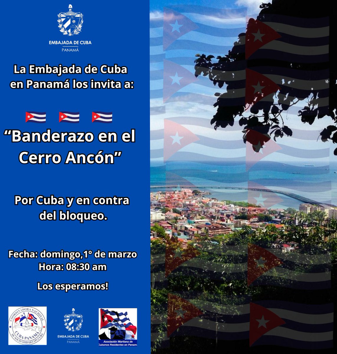 Banderazo contra el criminal y genocida bloqueo de EEUU contra #Cuba 🇨🇺 y contra la orden ejecutiva de Trump. Cuba no está sola.