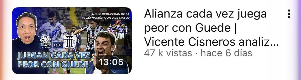 Mira este HDP de Vicente Cisneros, cuando Alianza empata titula Alianza juega peor, cuando Alianza gana dice no convence y cuando la u le empatan después de ir ganando 0-2 titula Autori lo empata.

Esta es la prensa CDSM que come pro criticar a Alianza.