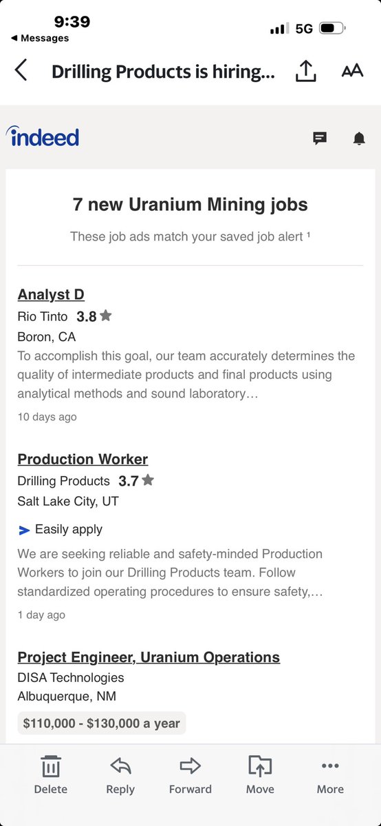 #Uranium #U308 hmmm some job opportunities in the uranium sector posted on indeed.