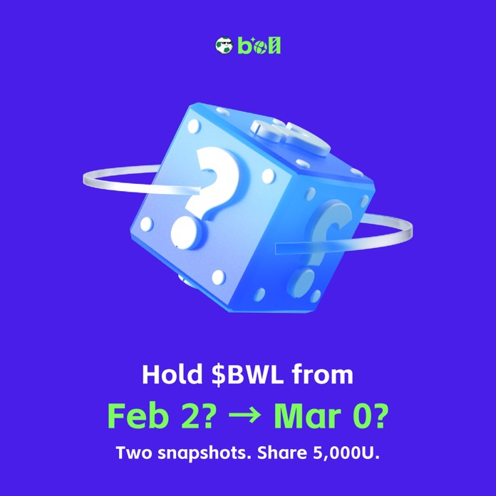 ⚽️ Hold-to-Earn is live next week

🏆 5,000U prize pool shared

Follow <a href="/BallEcosystem/">Ball</a> 

Hold $BWL from Feb 24 → Mar 4 (UTC)

📷Two snapshots

Just keep $BWL in your wallet

Rewards are prorated by effective holding

Min balance 5 $BWL