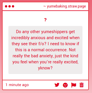yumebaking's tweet photo. ꒰🍰 admin

any other yumeshippers get really anxious/excited upon seeing their f/o?

#yumetwt #riakotwt https://t.co/8JTp9znapC