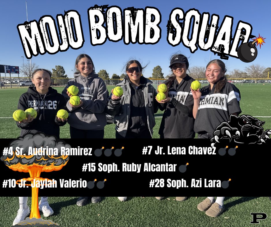 PermianSfbl's tweet photo. Congratulations👏 to our Lady Panthers HOME RUN hitters in the West Texas Classic tourn. Keep swinging for the fences and GO MOJO!!🥎💣🐾🤍

Varsity
#4 Sr. Audrina Ramirez-💣💣💣
#10 Jr. Jaylah Valerio-💣💣
#15 Soph. Ruby Alcantar-💣
#7 Jr. Lena Chavez-💣💣
#28 Soph. Azi Lara-💣 https://t.co/uvdpVyl5Ml