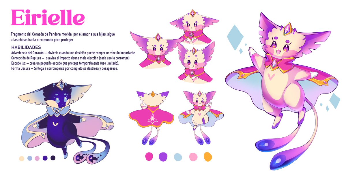 Si alcance (⁠≧⁠▽⁠≦⁠)
Me me enteré un poco tarde Pero aquí está mis 2 propuestas (espero que si se pueda) 
1/2
Eirielle es un fragmento del Corazón de Pandora.
Cuando las chicas fueron  a otro mundo, una parte de esa esencia las sigue 
#PetLuckyLeaf