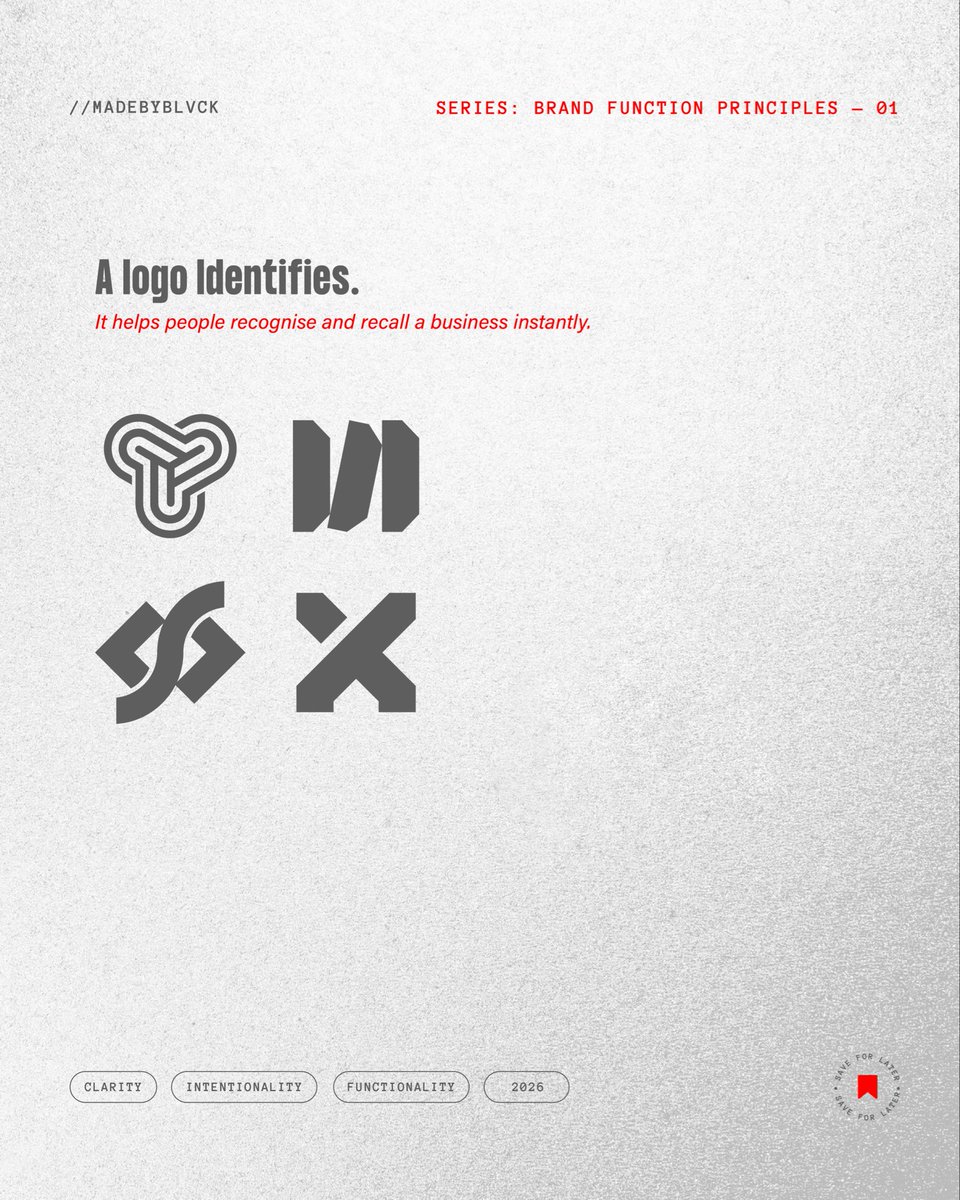 JaiyeBLVCK's tweet photo. Most people expect a logo to explain everything.

What a business does.
What it stands for.
Why it matters.
How it feels.
Why it is different.

That is not the job of a logo.

A logo identifies.
A brand system communicates. https://t.co/5komtRCSlb