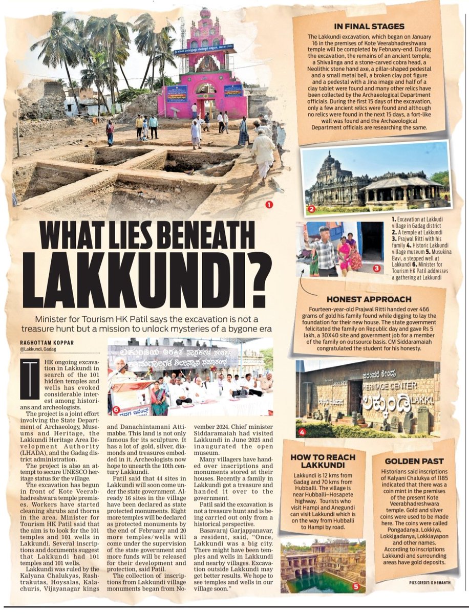 XpressBengaluru's tweet image. #BrightSide
Excavation begins in Lakkundi to trace its legendary 101 temples and wells. Led by the State Archaeology Dept, LHADA and Gadag district, the effort also aims to secure UNESCO heritage status.
@raghukoppar 

@santwana99 @Cloudnirad @KannadaPrabha