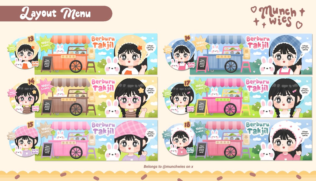 munchwies's tweet image. help repost! thankies 🩷

haii! 👩🏻‍🍳 munch bakery membawa 18 layout ready stock chibi berburu takjil 🤩🧁 28.OOO/each 🧸 avail retext, recolor, resize/bundle wabis (CHECK ALT) 💭 bisa langsung take via dm atau tele yaa 🛍

#zonauang