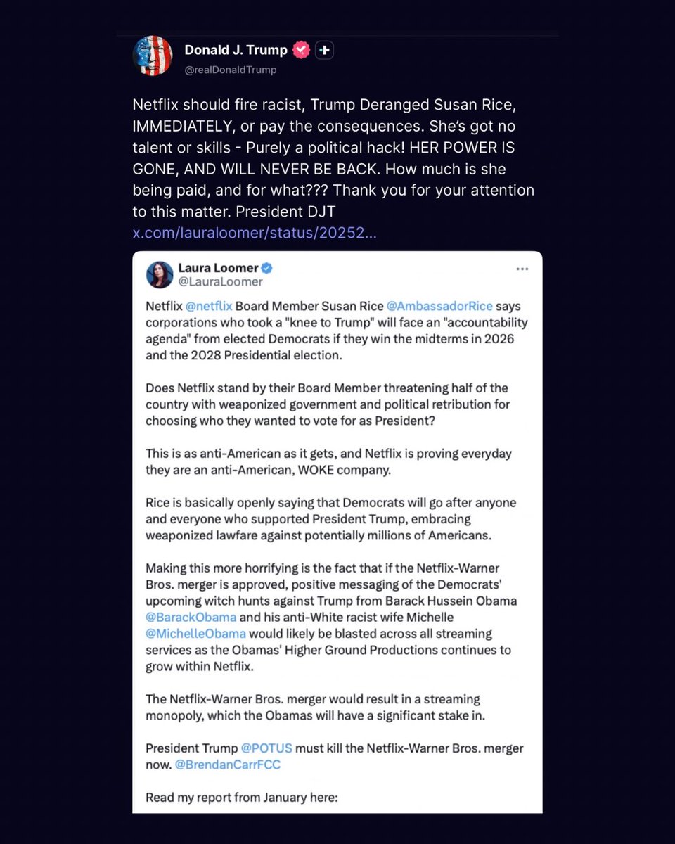 A president does not dictate what speech is allowed. 

A president does not dictate who a company can hire or fire or have sit on their board. 

A president does not dictate when a merger pleases him and when it does not. 

Only a dictator does. 

And we will not allow one in the