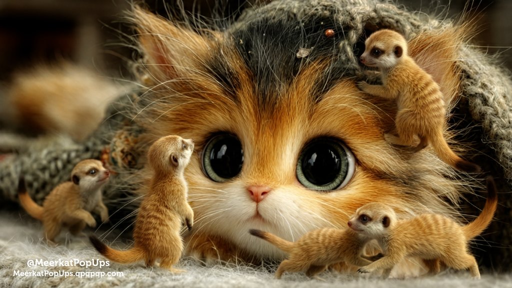 2月22日は「猫の日」だそうです 😺
In Japan, February 22nd is "Cat Day" 😺

❁ ミーアキャット / Meerkat × AI Creation ❁