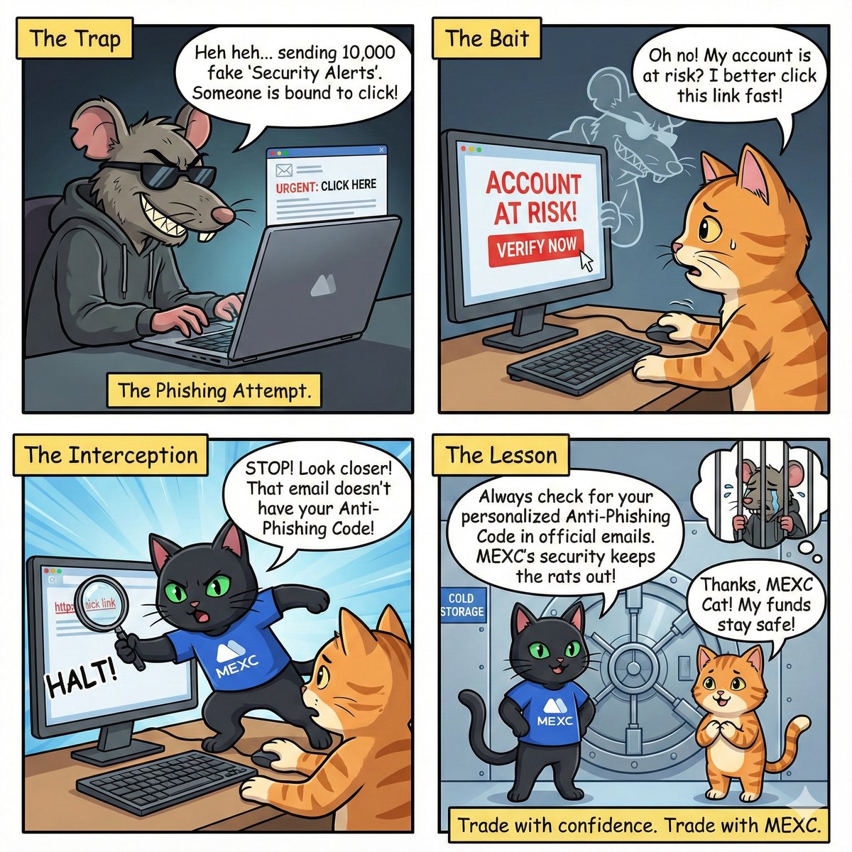 #MEXCCat 小心 Scam-Rat 发送邮件企图钓鱼！📩⚠️🐀

🔐在此设置您的防钓鱼码：mexc.com/learn/article/…

#MEXC🐈‍⬛#MEXCScam🐈‍⬛#BoycottMEXC🐈‍⬛#CancelMEXC