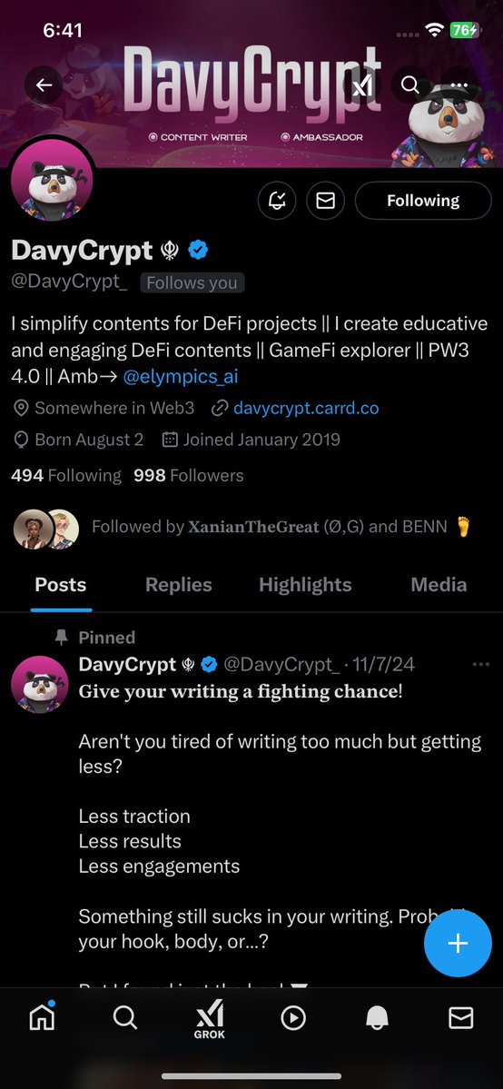 DavyCrypt_'s tweet image. One year later…

This was what my profile looked like 1 year ago and 1 year after. 

I kept moving even when there was no clarity, results, wins, etc. 

If there’s one thing I’ve come to realize, it is that clarity comes in motion. You have to be trying/ doing something before