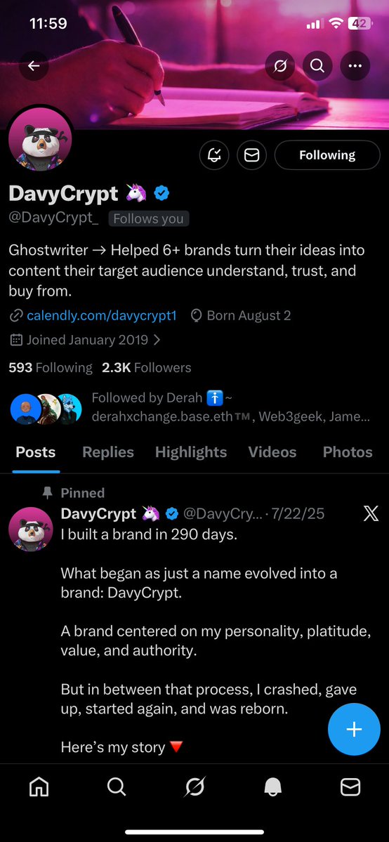 DavyCrypt_'s tweet image. One year later…

This was what my profile looked like 1 year ago and 1 year after. 

I kept moving even when there was no clarity, results, wins, etc. 

If there’s one thing I’ve come to realize, it is that clarity comes in motion. You have to be trying/ doing something before