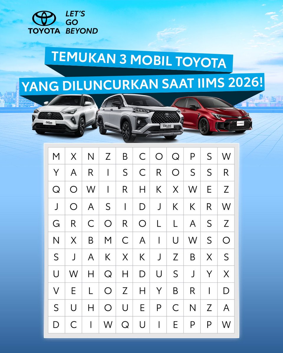Ada yang datang ke IIMS 2026 dan mampir ke booth Toyota nggak, Toyota Friends? 
Nah coba cari 3 mobil yang diluncurkan pas IIMS 2026 kemarin. 

Coba jawab langsung di kolom komentar!