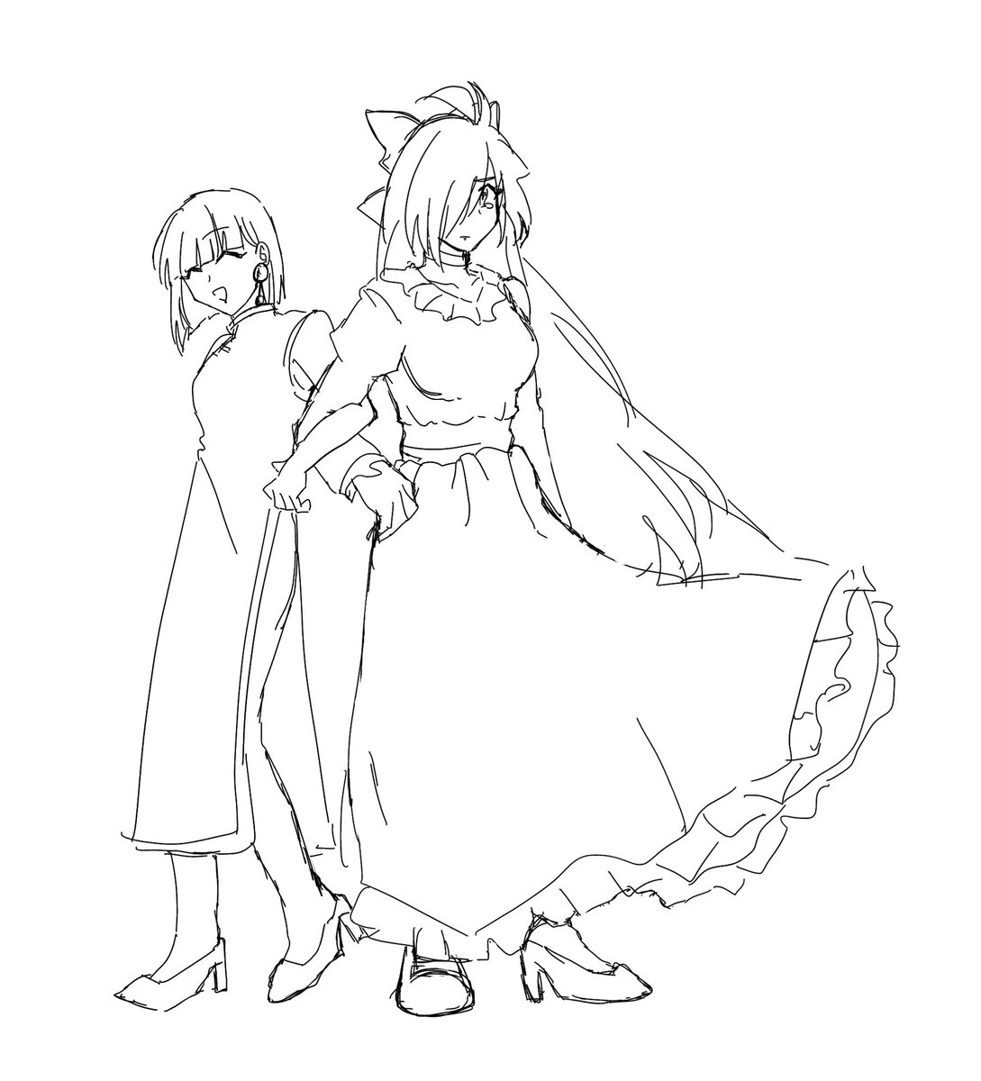 最近絵を載せてない（気がする）から、ちょっと前に描いた女装ガウゼロを…
ルルさんも今度は描きたいな