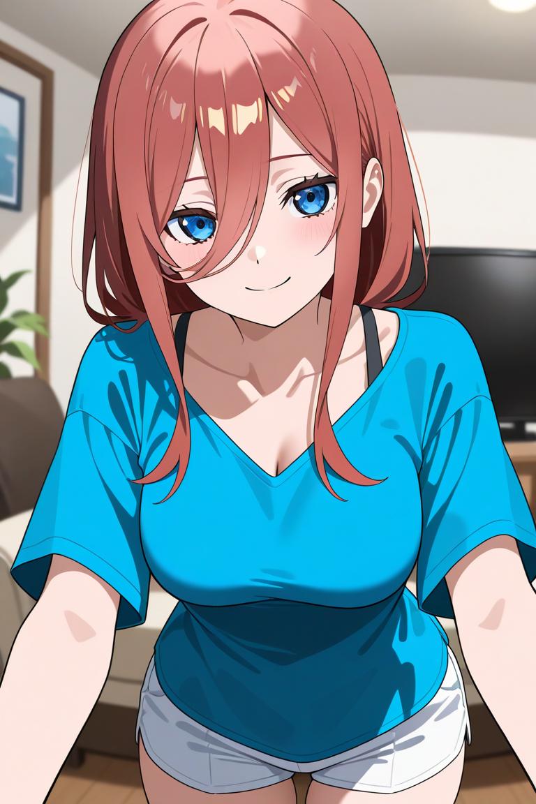 おかえりなさい😃💓🌃

暖かいを通りすぎて暑かったですね～💦

#AIイラスト #AIart 
#五等分の花嫁
#中野三玖