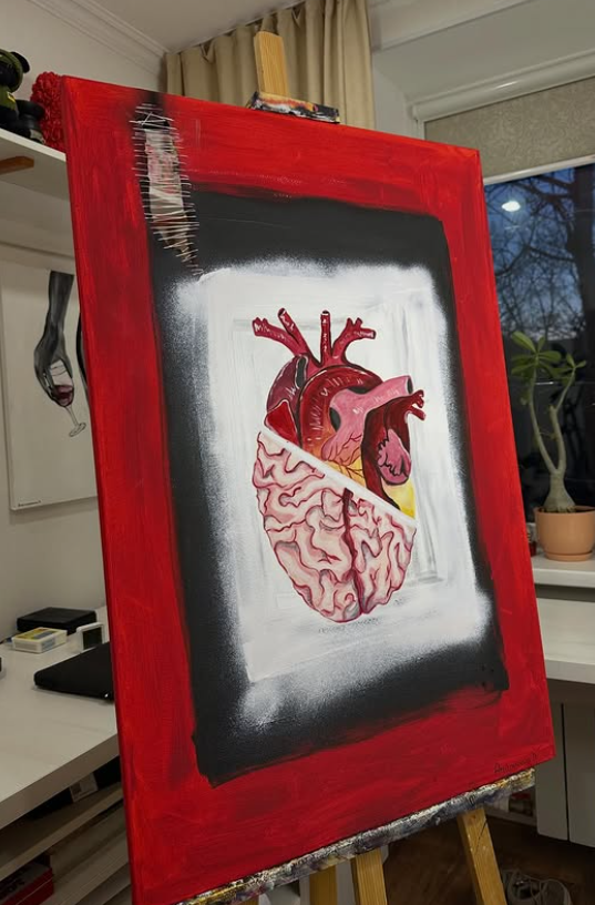Drkaratel's tweet photo. The painting on my easel is the perfect manifesto for @vana  In the age of AI we are not just  users  we are the source of life for algorithms #dataDAO https://t.co/6A7FsFpl49
