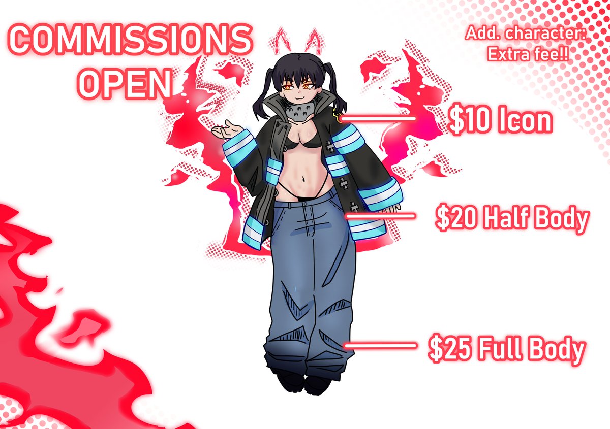 TENEMOS COMIS ABIERTAS ✨
vgen.co/Togemaru/servi… #FireForce #VGenComm #comms