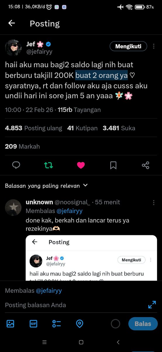 Soluv18's tweet photo. @jefairyy done kak, mudah"an rejeki ku bisa beliin keluarga ku makanan enak di bulan ramadhan yg berkah ini, lancar selalu rejeki nya ya kak semoga dibalas berkali lipat oleh yang maha kuasa🌸🌸 https://t.co/OV5WzUpGrj