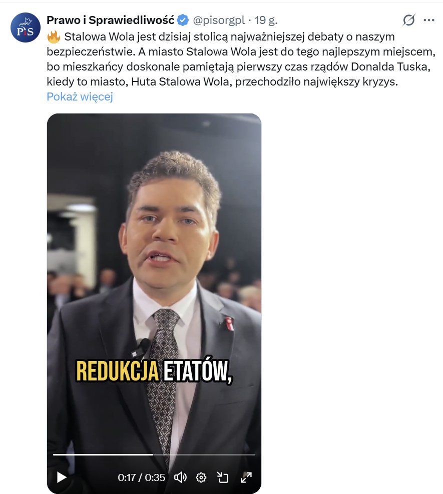 Oto <a href="/lucjuszn/">Lucjusz Nadbereżny</a>, pisowski prezydent Stalowej Woli. Lucjusz pluje na Tuska "bo pamięta jak za Tuska był kryzys". Za to PiS jest wspaniały.
Lucjusz nawet słowem nie wspomina o miliardach z #SAFE dla Huty Stalowa Wola, i że jego PiS jest przeciw tym miliardom.
Lucjusz. Pisowiec. Łgarz
