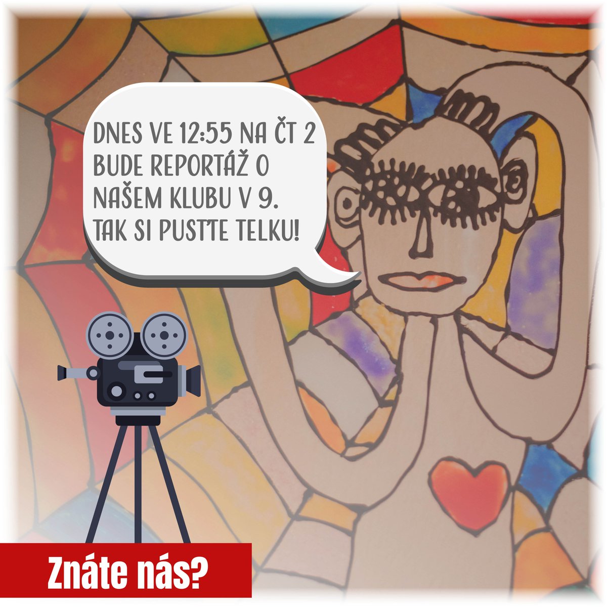 📺 Dnes v 12:55 si zapněte ČT 2!
V pořadu Křesťanský magazín poběží reportáž o našem Klubu v 9 - centrum služeb pro podporu duševního zdraví ✨
🎥 Natáčení se neslo ve skvělé atmosféře a klienti i pracovníci mluvili krásně, otevřeně a upřímně 🌟
👉 Určitě stojí za zhlédnutí!
