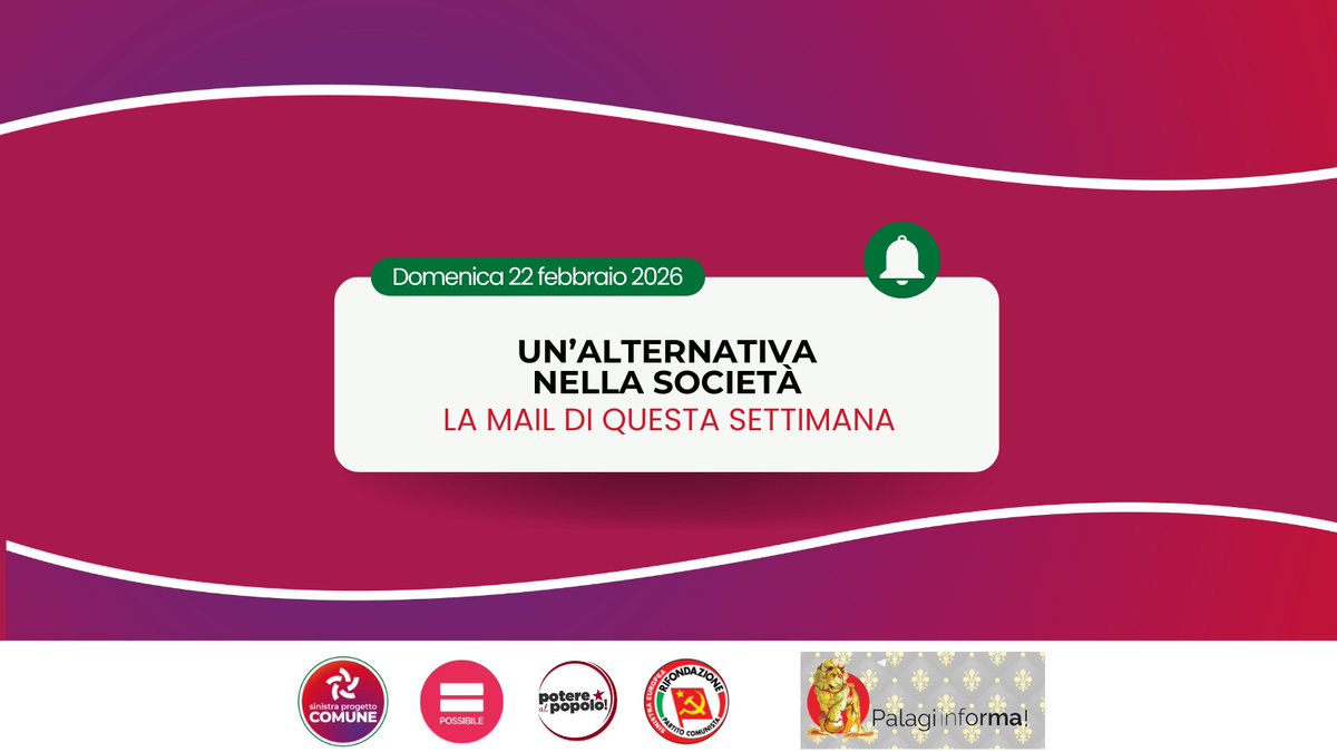 Un'alternativa da far vivere nella società.

Una settimana intensa, in attesa di quella altrettanto impegnativa che inizia, sapendo che la realtà non si esaurisce su queste piattaforme digitali. #sinistraprogettocomune #Firenze - mailchi.mp/73239d723ac3/u…