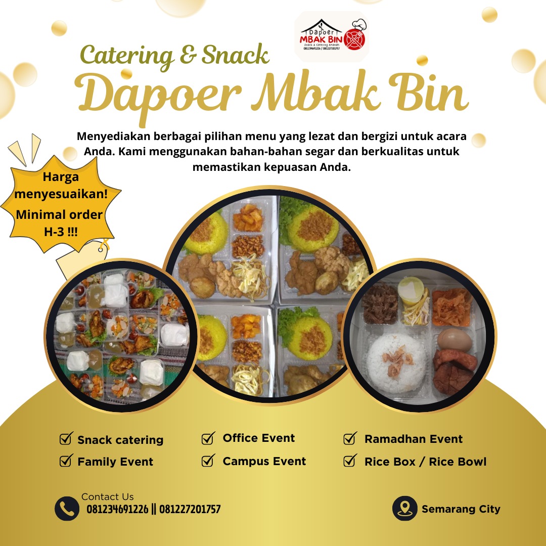 safrsal's tweet photo. 🍱✨ACARA MAKIN SPESIAL DENGAN DAPOER MBAK BIN! ✨🍱

Lagi siapin acara tapi bingung konsumsi?
Tenang, serahin aja ke Dapoer Mbak Bin 💛

Menu lengkap ✔
Rasa enak &amp; bergizi ✔
Tampilan cantik ✔
Harga bisa menyesuaikan ✔

#CateringSemarang
#DapoerMbakBin
#RiceBoxSemarang https://t.co/X7E49WJ6rx