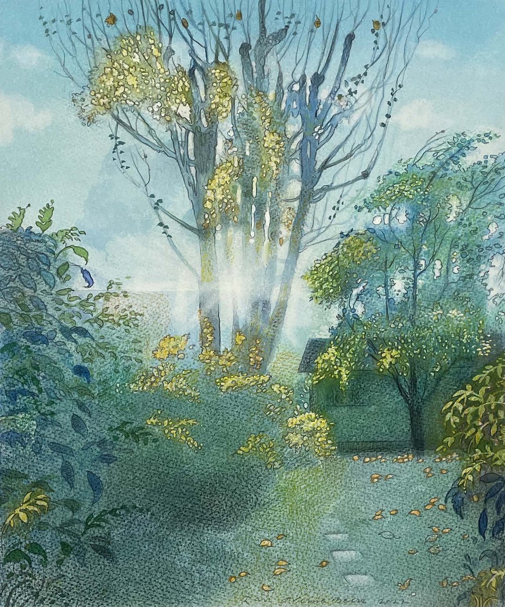 ianarchiebeck's tweet image. Morning Light In The Garden St Margarets: watercolour and pencil.