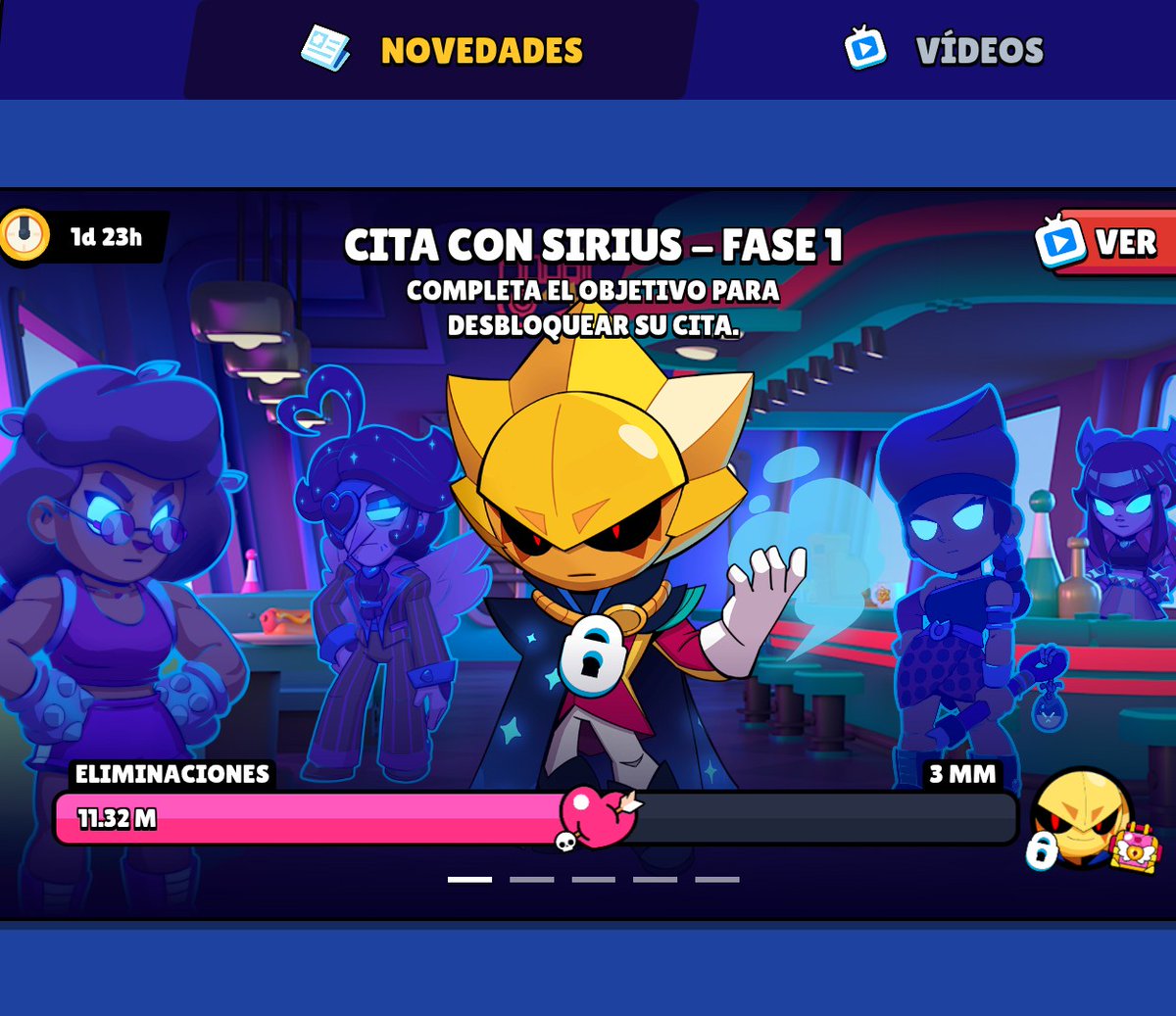 Uffff la última cita es con Sirius 😚🙌

- Supongo que nos contará cosas del lore o espero yo jajaja pero eso lo sabremos hasta mañana cuando sea la cita 

🙌🙌Ah y también tenemos la skin legendaria de stu en la tienda CORRAN 

#BrawlStars