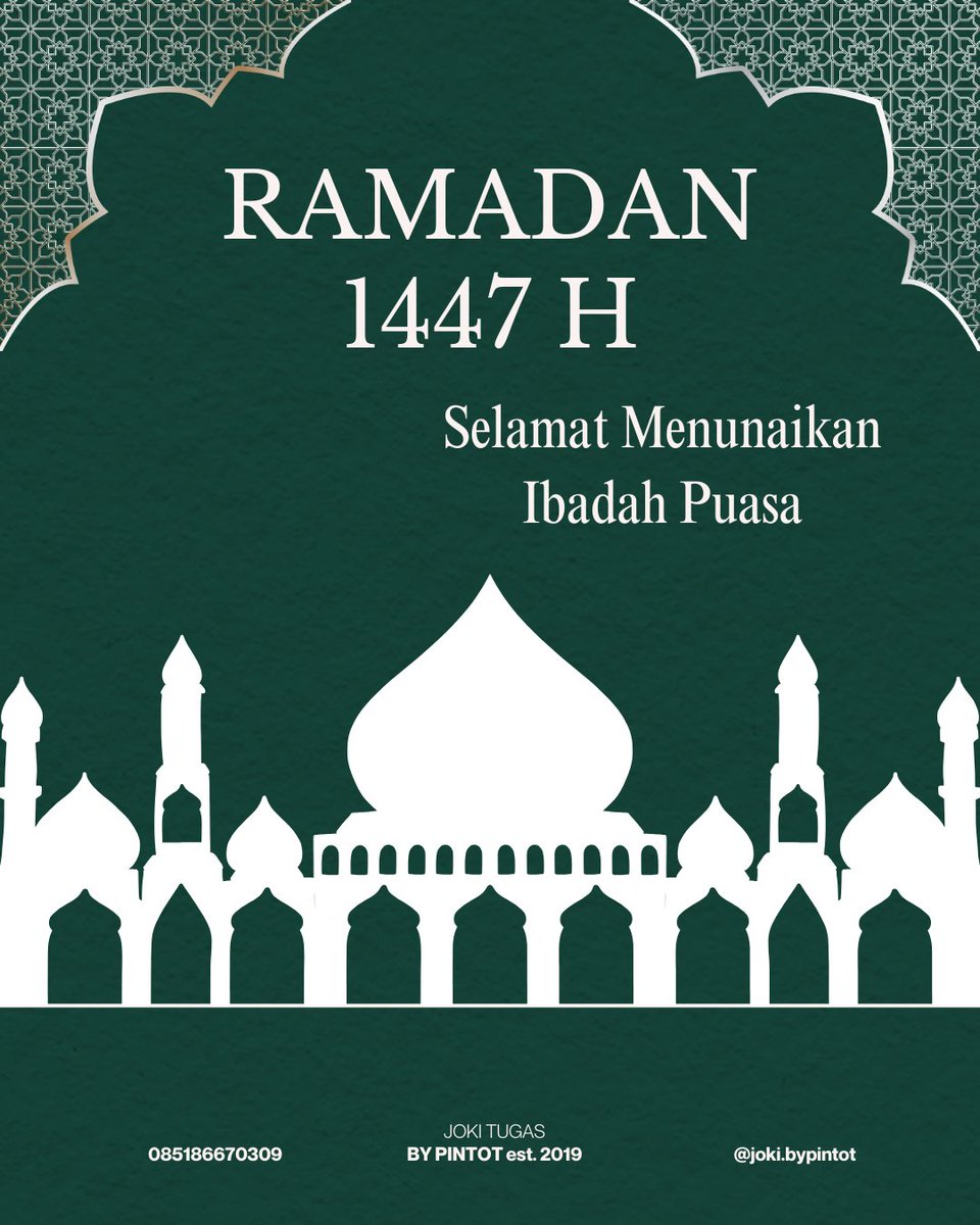 Ramadan 1447 H 🌙
Selamat menunaikan ibadah puasa. 

Kalau lagi puasa tapi tetap dikejar skripsi atau makalah, gue siap bantu.
Jasa joki rapihin skripsi, buat daftar isi, nomor halaman sesuai standar kampus.

wa.me/6285186670309