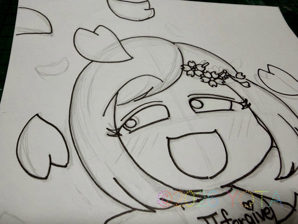 3月絵】下書き完了〜 #日常の妖精さん #創作 #アナログ絵