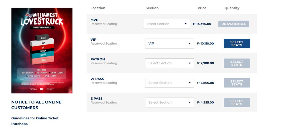luithcrewthe's tweet photo. MVP &amp; VIP sold out and even Patron too!! T..T 

#WilliamEst https://t.co/6eBLBxnPEH