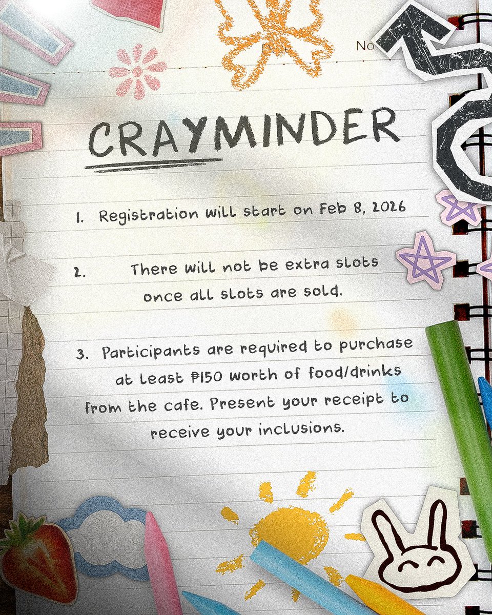 CrayonsOfc's tweet photo. See you later Crayons! 🖍️

House of Crayons: The Live Podcast 🎙️

🗓️ February 22, 2026 | 5PM - 9PM
📍 Cafe 408, Holy Spirit Drive, Quezon City

#HouseOfCrayons #3rdCrayonniversary #Azter_Cray https://t.co/tV31OqaWLU