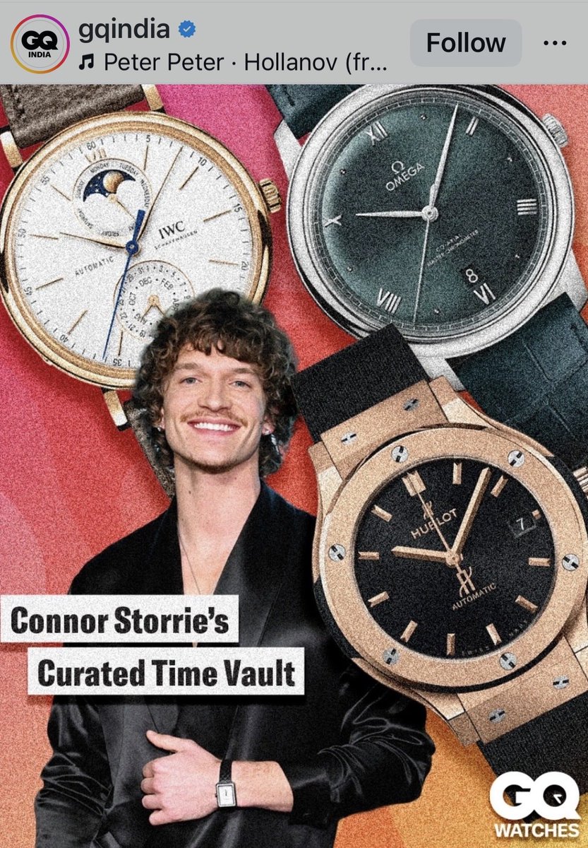 TConnorStorrie's tweet image. Connor Storrie via @gqindia 

“Happy Birthday, Connor
Storrie. Fresh off the success of #HeatedRivalry, the star marks another year as we take a closer look at his standout wrist game, from a timeless #Chanel to a bold #Tiffany statement timepiece”

🔗 instagram.com/p/DVC5DWuk3cY/
