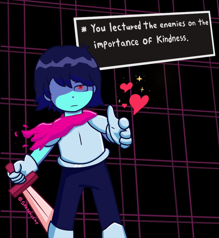 SketchyCap's tweet photo. The Importance of Kindness.

#DELTARUNE #Krisdeltarune #Artwork https://t.co/pfV9NzSEjO