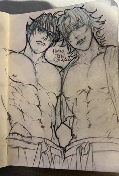 I drew them based on netflix anime 😭😗🥹🫡 #tekken #hwoarang #jinkazama #hwoajin #jinhwoa 