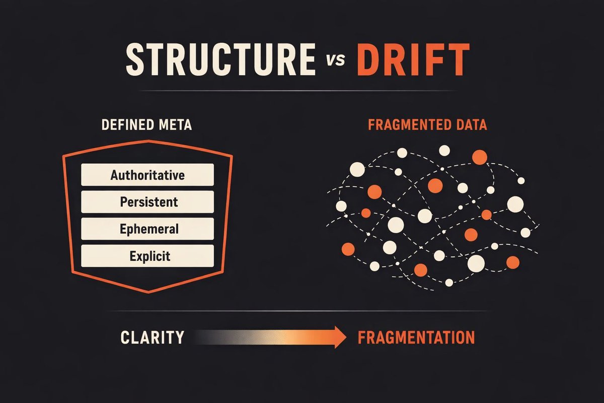 Gaprio_Labs's tweet photo. Most systems fail at the meta layer.

They never define what is authoritative, what persists or decays, &amp; what must stay explicit.
Without that structure, data turns into drift.

Reasoning requires boundaries, else fragmentation compounds.

#EnterpriseSystems #InstitutionalMemory https://t.co/gdzFvSO6Sg