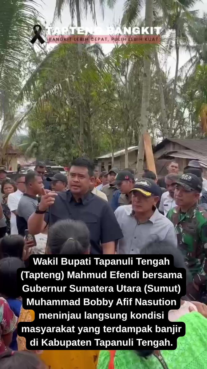 "Wakil Bupati Tapteng, Mahmud Efendi, bareng Gubernur Bobby Nasution, siap bantu warga terdampak banjir! Bersama kita bangkit dan pulihkan ekonomi Tapanuli Tengah! 💪🌧️"