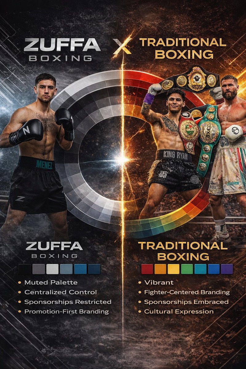 producer_jayc's tweet photo. ZUFFA is going to have to answer a real question soon.

Boxing has always been culture, color, tradition and celebration. The trunks. The belts. The sponsors. Fans connect to fighter identity.  Not uniforms.

Once you mute the palette, you lose the emotion that built the sport. https://t.co/QVPSyCm1im
