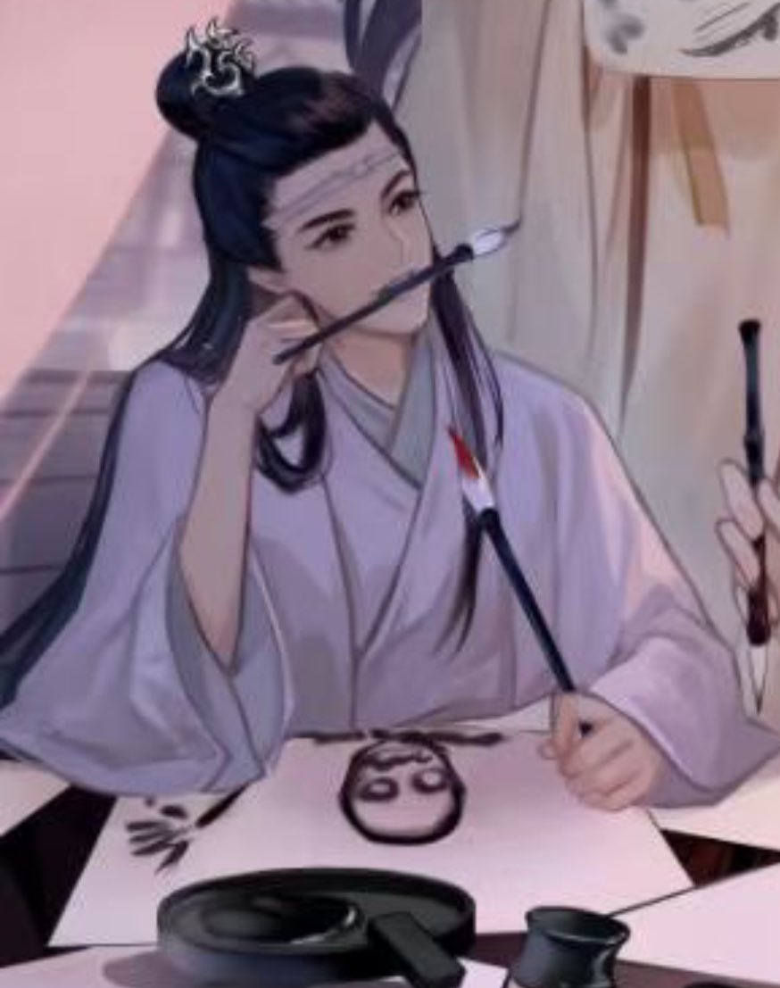 I really love this piece of art, everyone looks so pretty and they’re busy removing lotus seeds and wei wuxian even has some papermen ready to help BUT then I take a look at the juniors and that drawing —-