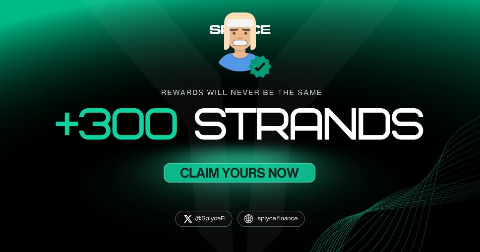 0xcrzz's tweet photo. 300 Strands claimed. 

Real-world yield is coming to Solana with @SplyceFi 

Feels good to be early.

Your turn: https://t.co/z63L8HSbQm https://t.co/7t39KLmJc7
