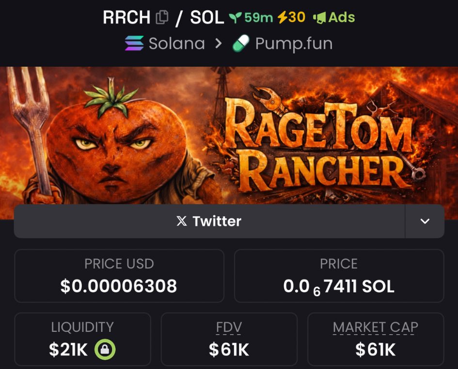 FomoChemist's tweet photo. Spotted $RRCH at $61K Mcap in my alpha Tg.
8B44ouU62FXkjdChWZWLbuH4g57KSavgYMq9Vpd5pump
#rrch #memecoin https://t.co/nRpXLfCCgr