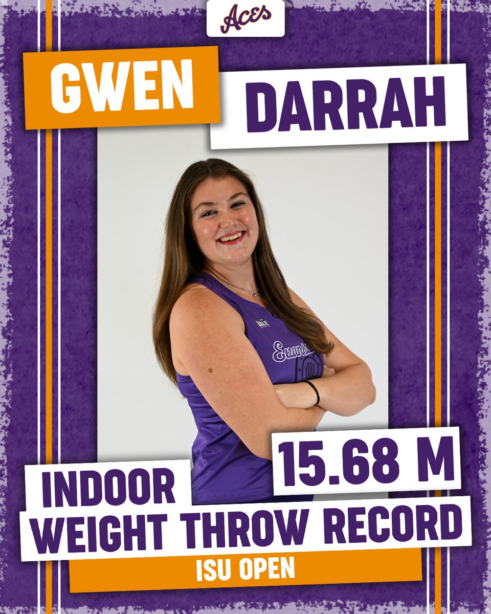 UEAthleticsXC's tweet image. Queen of the Weight Throw 👑

Gwen Darrah resets her own Indoor Weight Throw record with a mark of 15.68 meters at the ISU Open!

🏃 #ForTheAces