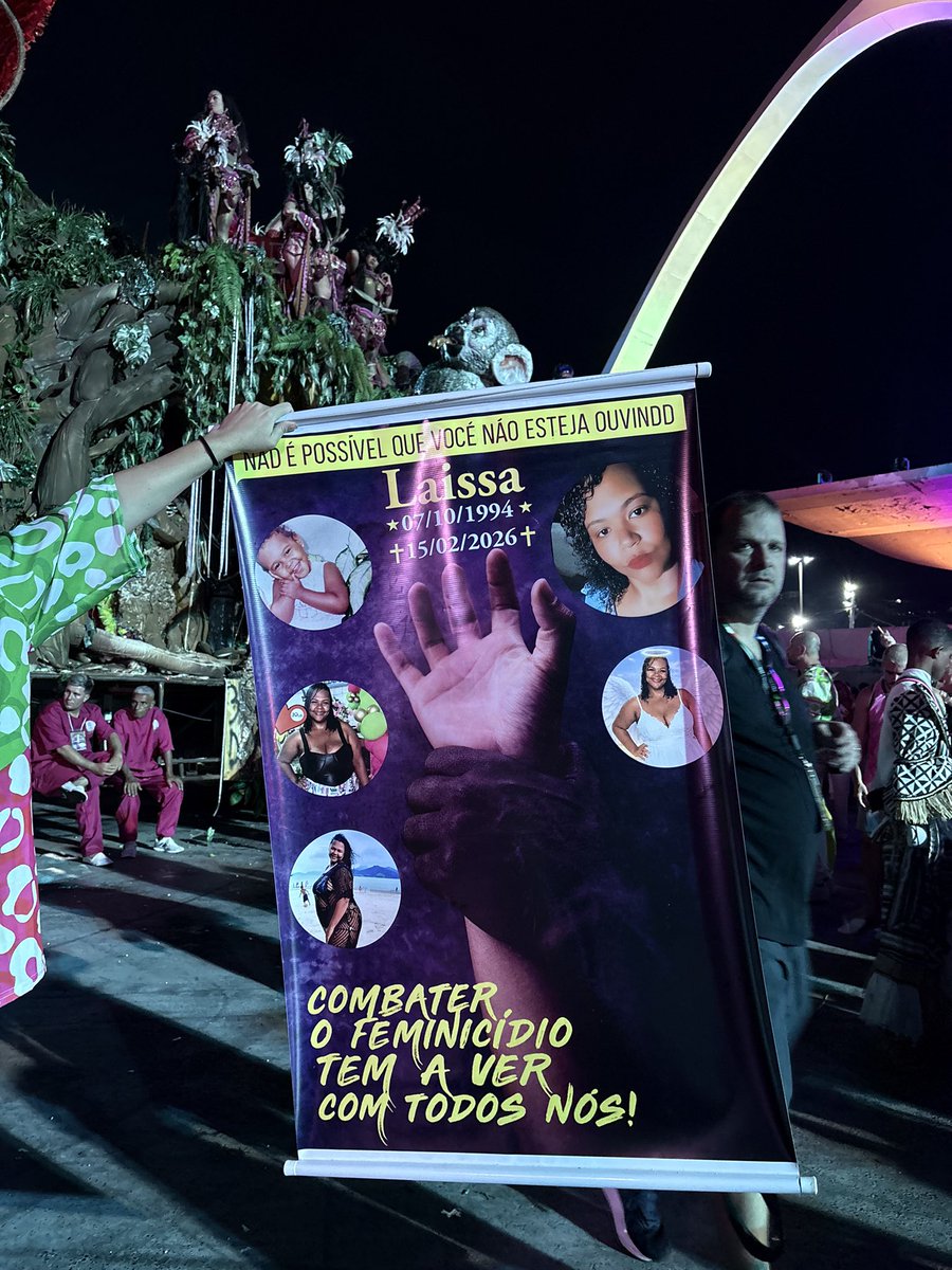 essa semana uma componente da Mangueira foi assassinada por um homem que não aceitava que ela desfilasse. Laissa desfilaria para honrar a memória da avó, nascida e criada no Buraco Quente. espero que a <a href="/gresmangueira/">Estação Primeira de Mangueira 🌺</a> entre na luta por justiça junto com a família dela.