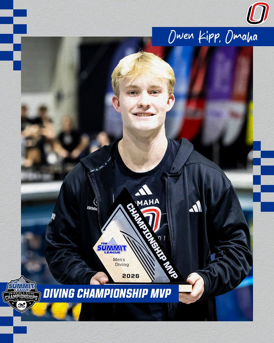 TheSummitLeague's tweet photo. The 2026 #SummitSD men's Diving Championship MVP, @OmahaSWM's Owen Kipp‼️
#ReachTheSummit https://t.co/4Kf5fmKeyy