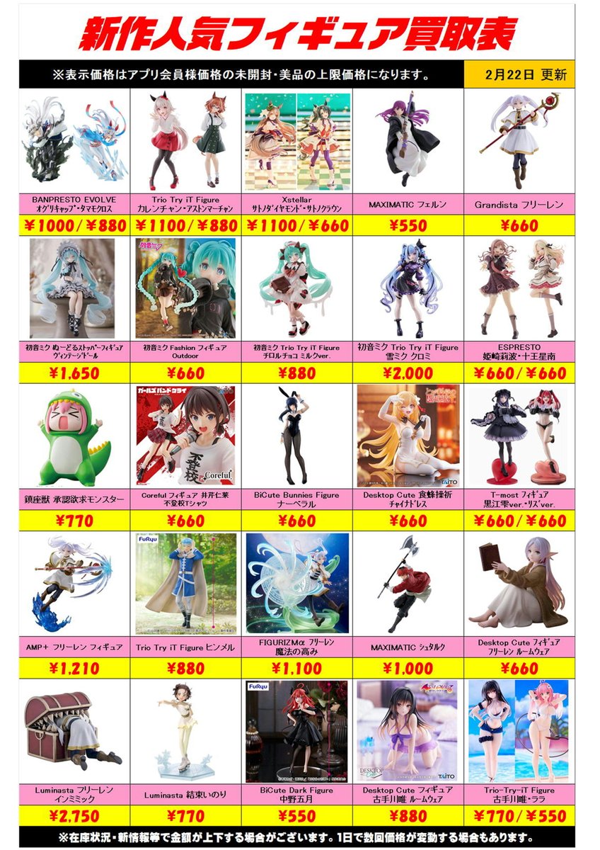 新作プライズフィギュア 買取表更新しました！ プラスアップ