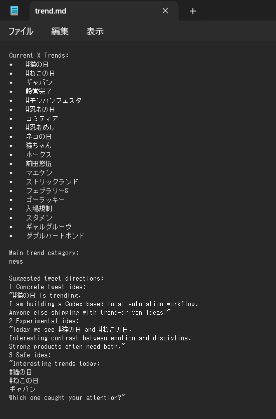 え？今日忍者の日？CodexでXのトレンドを分析するシステム構築中の