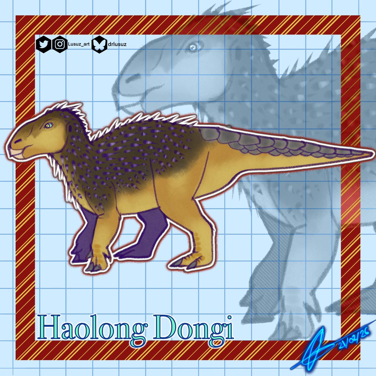 LusuzDV's tweet photo. Haolong dongi.

Estoy seguro que nadie esperaba tener noticias sobre un “hadrosaurido espinoso” este año, y no solo eso, compartía hábitat con Yutyrannus. 
China no deja de sorprender con sus hallazgos fósiles.

#paleoart #Haolong #Procreate #art https://t.co/vfu3swSPq8
