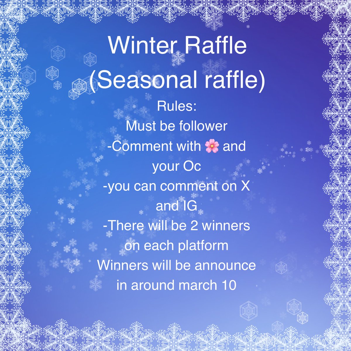 Hello welcome to seasonal raffle!
For me reaching 100!
Kimiko and her penguins 

Rules: 
Please read the file below

Winners wjll be announce around March 10 
Good luck!
#oc #ZenlessZoneZero