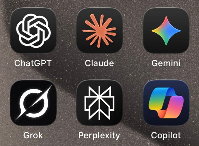 ChatGPT : Everyday use, all-purpose
Claude : Serious coding, long documents
Gemini : Working in Google Workspace
Grok : Hot news, X trends, fun/casual chat
Perplexity : Research, fact-checking, sources
Copilot : Working in Microsoft 365