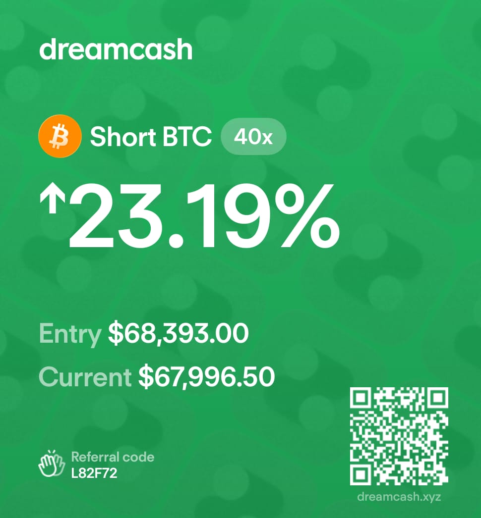 这个叫 <a href="/Dreamcash/">Dreamcash</a> 的 APP 据说是手机版的 <a href="/HyperliquidX/">Hyperliquid</a>. 目前第一季才刚开跑不久。

行情波动大，非常适合低买高卖的交易机会。

现在实属早期阶段
你我皆是黑马
搏一搏，单车变摩托
撸一撸，摩托变路虎

传送门：
dreamcash.xyz/share?code=L82…