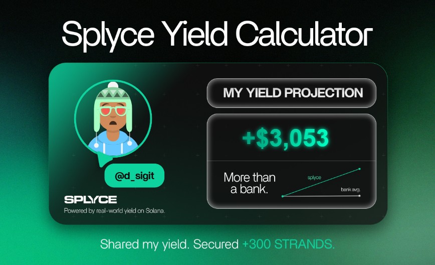 Just tested the real-world yield calculator from <a href="/SplyceFi/">Splyce Finance</a>.

My numbers came out +2,928.23% higher than leaving it in a bank.

Check yours: solana.splyce.finance/calculator?ref…